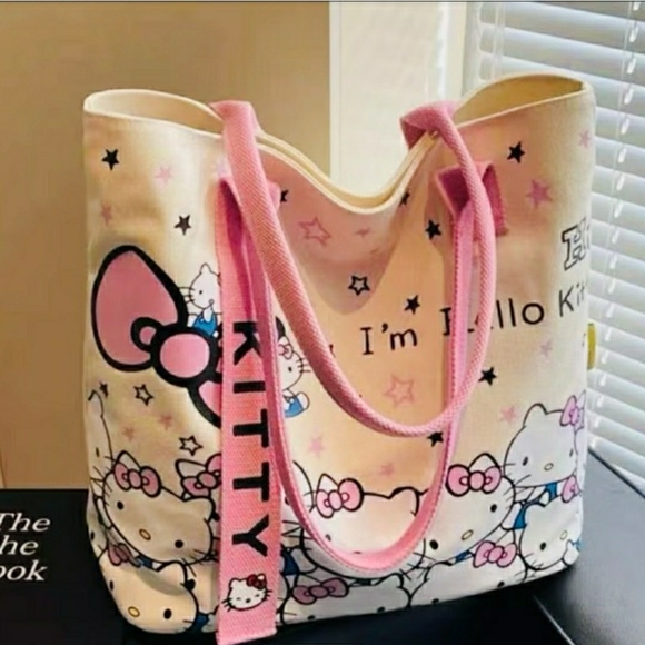 Hello Kitty Handbags - NWT! Hello Kitty  'Hi I'm Hello Kitty' Zip Closure Tote Bag (Cream & Pink)